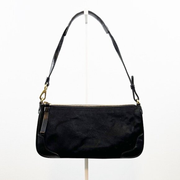 RARE Coach Vintage Soft Satin Black Leather Mini Shoulder Bag Wristlet 8313 - Picture 1 of 16